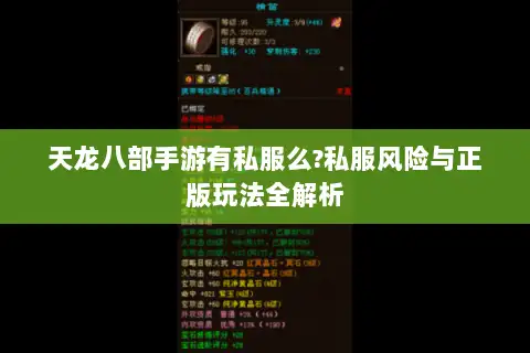 天龙八部手游有私服么?私服风险与正版玩法全解析 天龙八部手游有私服么?私服风险与正版玩法全解析