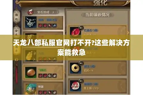 天龙八部私服官网打不开?这些解决方案能救急