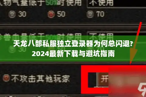 天龙八部私服独立登录器为何总闪退?2024最新下载与避坑指南