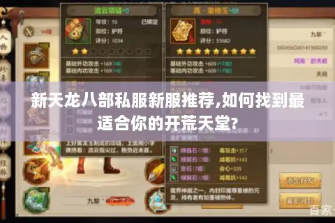 新天龙八部私服新服推荐,如何找到最适合你的开荒天堂?