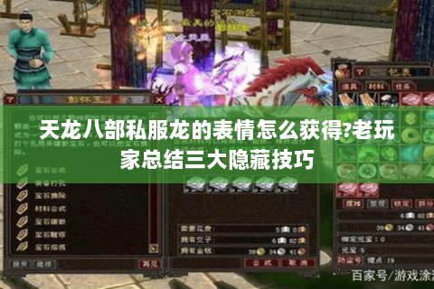 天龙八部私服龙的表情怎么获得?老玩家总结三大隐藏技巧 天龙八部私服龙的表情怎么获得?老玩家总结三大隐藏技巧