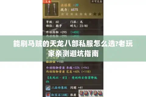 能刷马贼的天龙八部私服怎么选?老玩家亲测避坑指南