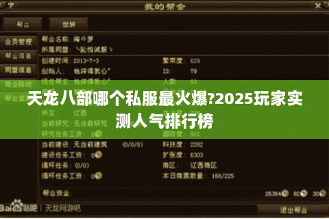 天龙八部哪个私服最火爆?2025玩家实测人气排行榜