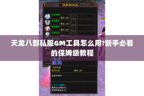 天龙八部私服GM工具怎么用?新手必看的保姆级教程