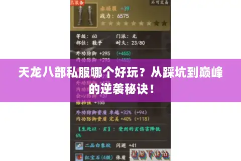 天龙八部私服哪个好玩？从踩坑到巅峰的逆袭秘诀！