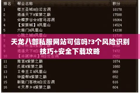 天龙八部私服网站可信吗?3个风险识别技巧+安全下载攻略