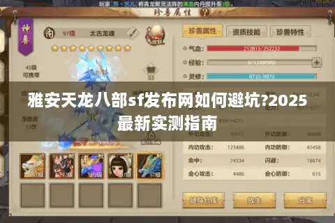 雅安天龙八部sf发布网如何避坑?2025最新实测指南