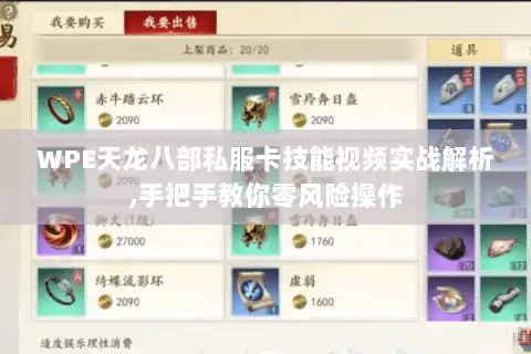 WPE天龙八部私服卡技能视频实战解析,手把手教你零风险操作