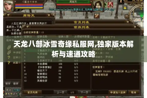 天龙八部冰雪奇缘私服网,独家版本解析与速通攻略