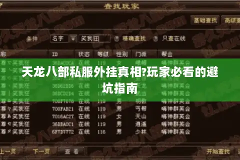 天龙八部私服外挂真相?玩家必看的避坑指南