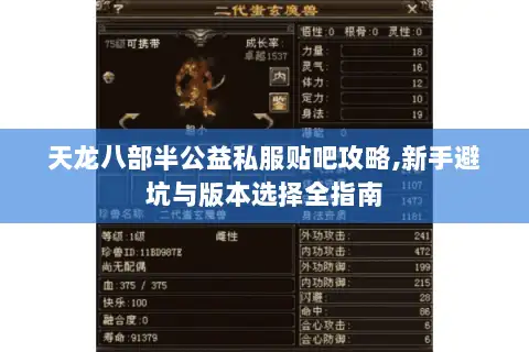 天龙八部半公益私服贴吧攻略,新手避坑与版本选择全指南