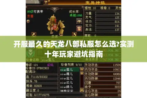 开服最久的天龙八部私服怎么选?实测十年玩家避坑指南