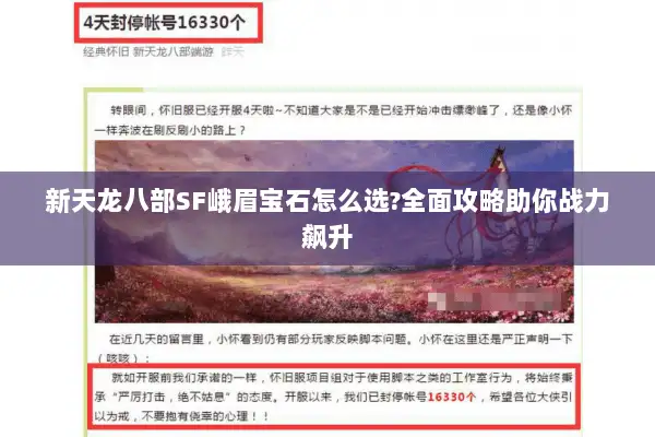 新天龙八部SF峨眉宝石怎么选?全面攻略助你战力飙升 新天龙八部SF峨眉宝石怎么选?全面攻略助你战力飙升