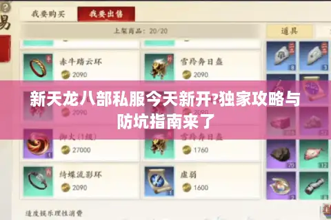 新天龙八部私服今天新开?独家攻略与防坑指南来了