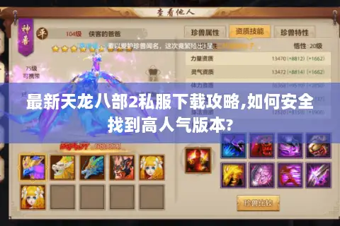 最新天龙八部2私服下载攻略,如何安全找到高人气版本?