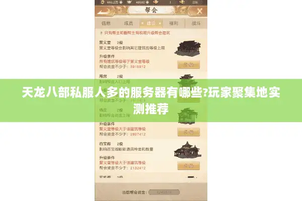 天龙八部私服人多的服务器有哪些?玩家聚集地实测推荐