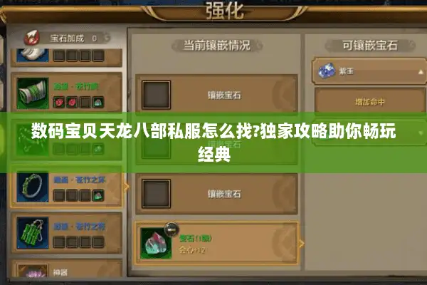 数码宝贝天龙八部私服怎么找?独家攻略助你畅玩经典 数码宝贝天龙八部私服怎么找?独家攻略助你畅玩经典