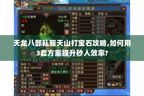 天龙八部私服天山打宝石攻略,如何用3套方案提升秒人效率? 天龙八部私服天山打宝石攻略,如何用3套方案提升秒人效率?