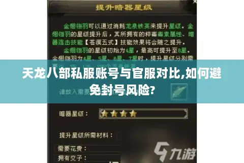 天龙八部私服账号与官服对比,如何避免封号风险?