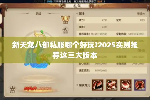 新天龙八部私服哪个好玩?2025实测推荐这三大版本 新天龙八部私服哪个好玩?2025实测推荐这三大版本
