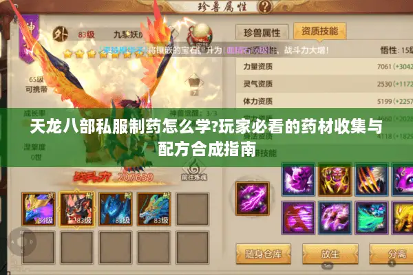 天龙八部私服制药怎么学?玩家必看的药材收集与配方合成指南