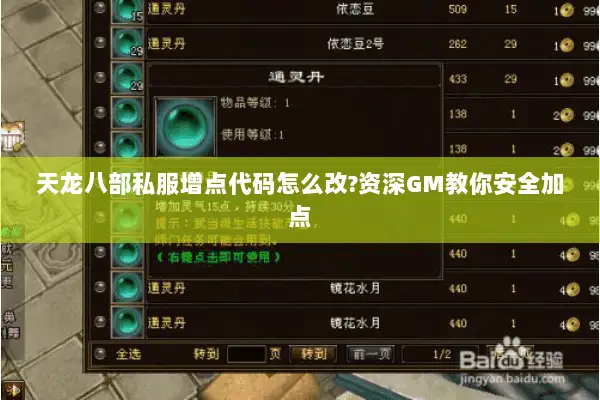 天龙八部私服增点代码怎么改?资深GM教你安全加点