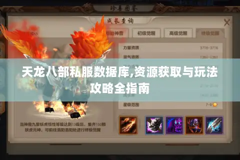 天龙八部私服数据库,资源获取与玩法攻略全指南