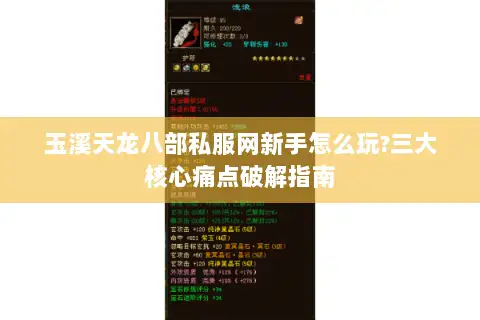 玉溪天龙八部私服网新手怎么玩?三大核心痛点破解指南 玉溪天龙八部私服网新手怎么玩?三大核心痛点破解指南
