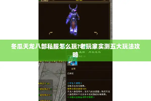 冬瓜天龙八部私服怎么玩?老玩家实测五大玩法攻略 冬瓜天龙八部私服怎么玩?老玩家实测五大玩法攻略