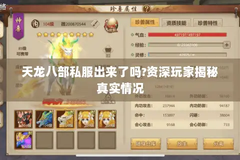 天龙八部私服出来了吗?资深玩家揭秘真实情况 天龙八部私服出来了吗?资深玩家揭秘真实情况