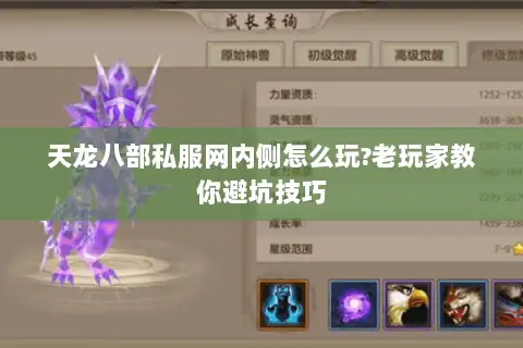 天龙八部私服网内侧怎么玩?老玩家教你避坑技巧