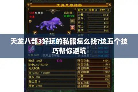 天龙八部3好玩的私服怎么找?这五个技巧帮你避坑