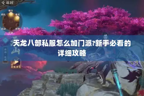 天龙八部私服怎么加门派?新手必看的详细攻略