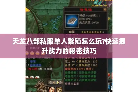 天龙八部私服单人繁殖怎么玩?快速提升战力的秘密技巧 天龙八部私服单人繁殖怎么玩?快速提升战力的秘密技巧