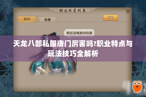 天龙八部私服唐门厉害吗?职业特点与玩法技巧全解析 天龙八部私服唐门厉害吗?职业特点与玩法技巧全解析