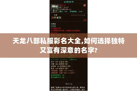 天龙八部私服彩名大全,如何选择独特又富有深意的名字?