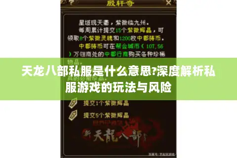 天龙八部私服是什么意思?深度解析私服游戏的玩法与风险 天龙八部私服是什么意思?深度解析私服游戏的玩法与风险