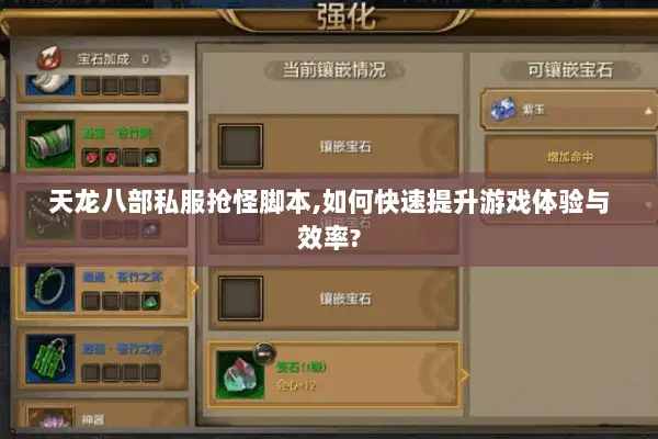 天龙八部私服抢怪脚本,如何快速提升游戏体验与效率? 天龙八部私服抢怪脚本,如何快速提升游戏体验与效率?