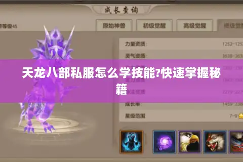 天龙八部私服怎么学技能?快速掌握秘籍