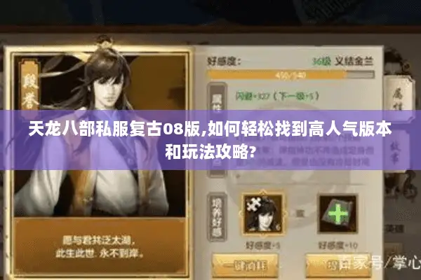 天龙八部私服复古08版,如何轻松找到高人气版本和玩法攻略?