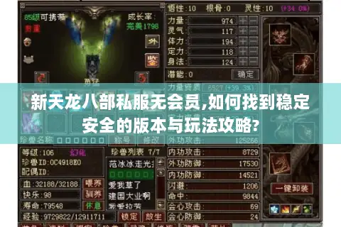 新天龙八部私服无会员,如何找到稳定安全的版本与玩法攻略? 新天龙八部私服无会员,如何找到稳定安全的版本与玩法攻略?