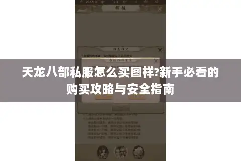 天龙八部私服怎么买图样?新手必看的购买攻略与安全指南