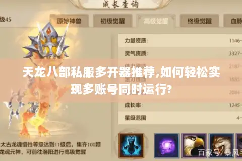 天龙八部私服多开器推荐,如何轻松实现多账号同时运行?