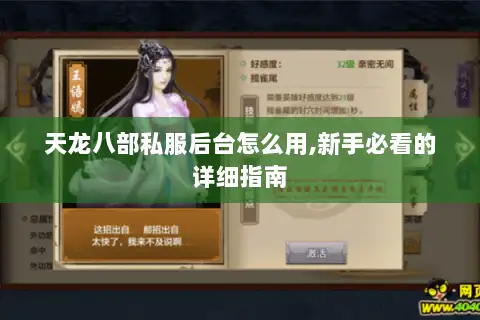 天龙八部私服后台怎么用,新手必看的详细指南