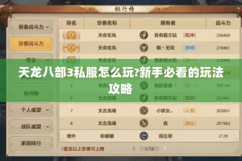 天龙八部3私服怎么玩?新手必看的玩法攻略