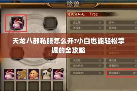 天龙八部私服怎么开?小白也能轻松掌握的全攻略 天龙八部私服怎么开?小白也能轻松掌握的全攻略