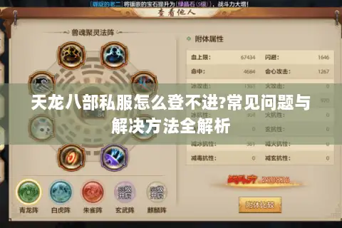 天龙八部私服怎么登不进?常见问题与解决方法全解析