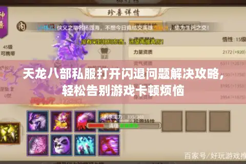 天龙八部私服打开闪退问题解决攻略,轻松告别游戏卡顿烦恼