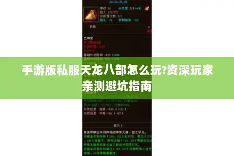手游版私服天龙八部怎么玩?资深玩家亲测避坑指南