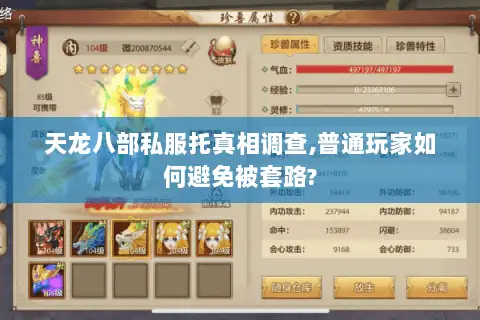 天龙八部私服托真相调查,普通玩家如何避免被套路?